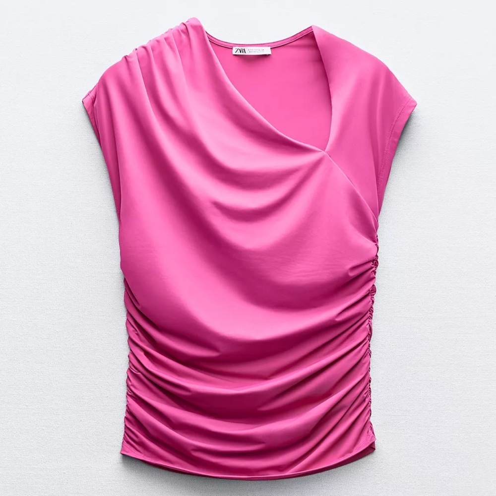Zara Fuchsia Draped Women's Blouse
